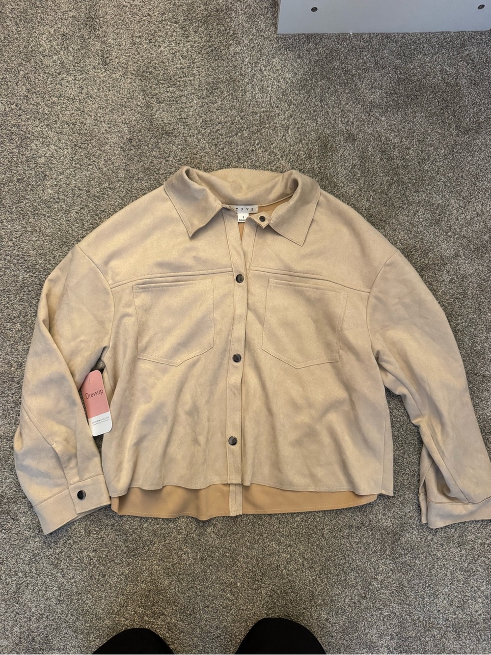 Neutral Beige Utility Shacket Jacket